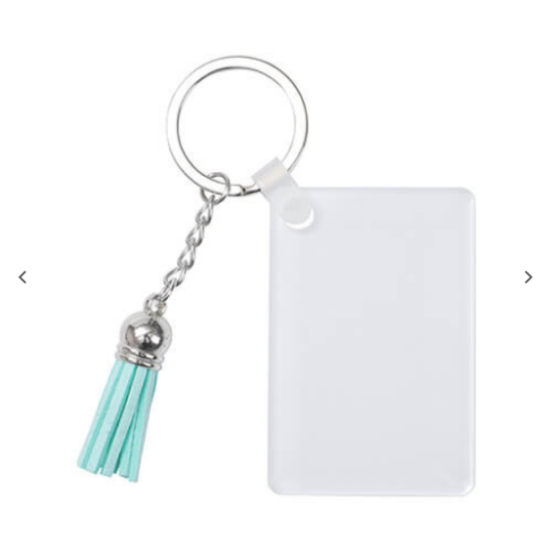 Acrylic μπρελόκ για sublimation – rectangle με μπλε fringes
