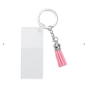 Acrylic μπρελόκ για sublimation – rectangle με pink fringes