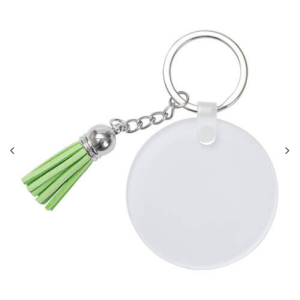 Acrylic μπρελόκ για sublimation – circle με green tassels