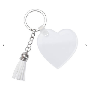 Acrylic μπρελόκ για sublimation – heart με λευκό tassels