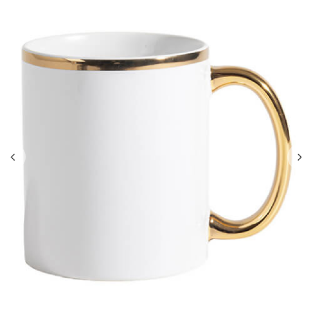 "11oz Λευκό Κούπα με Χρυσό Metallic Handle