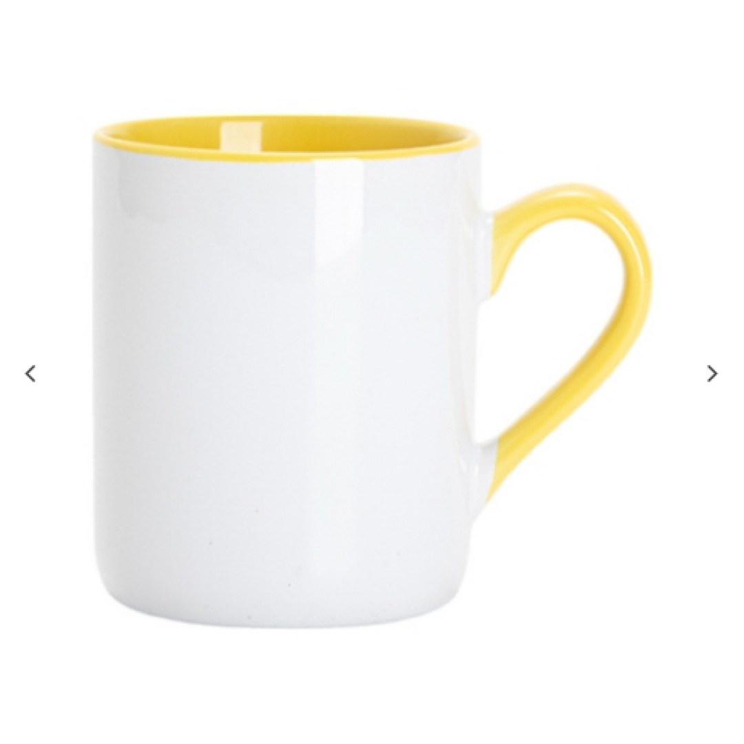 "11oz Inner Handle Color Mugs w/ Curved Bottom (Κίτρινο)