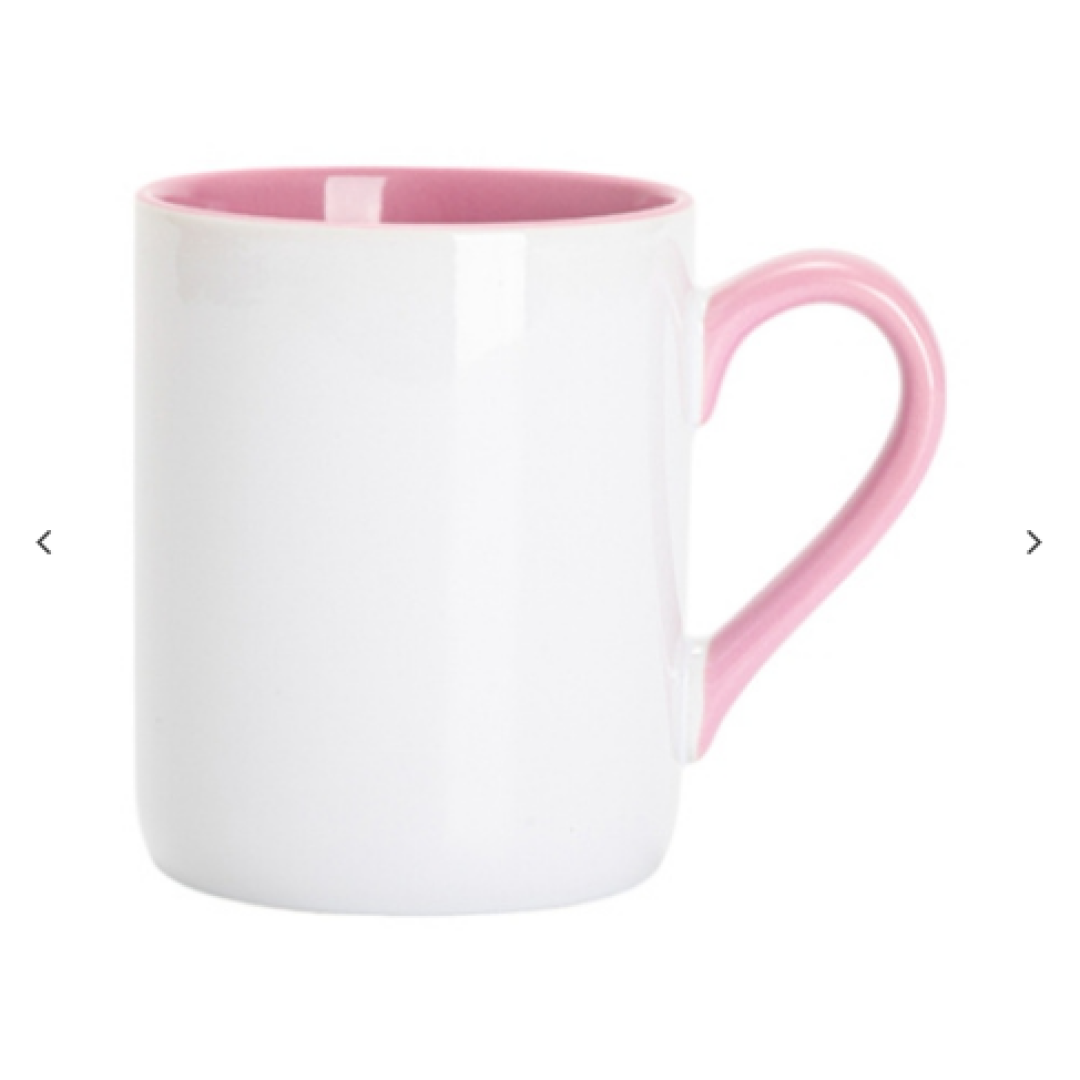 "11oz Inner Handle Color Mugs w/ Curved Bottom (Pink)