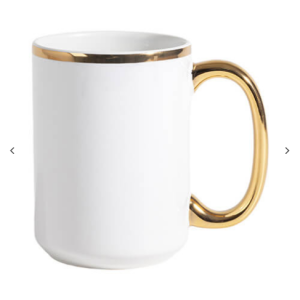 "15oz Λευκό Κούπα με Χρυσό Metallic Handle