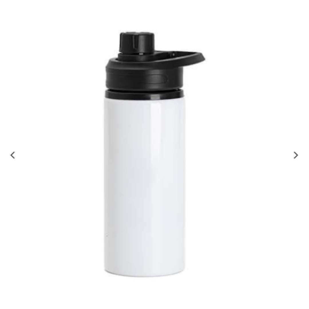 20oz/600ml Aluminium Water Μπουκάλι w/ Μαύρο Portable Lid (Λευκό)