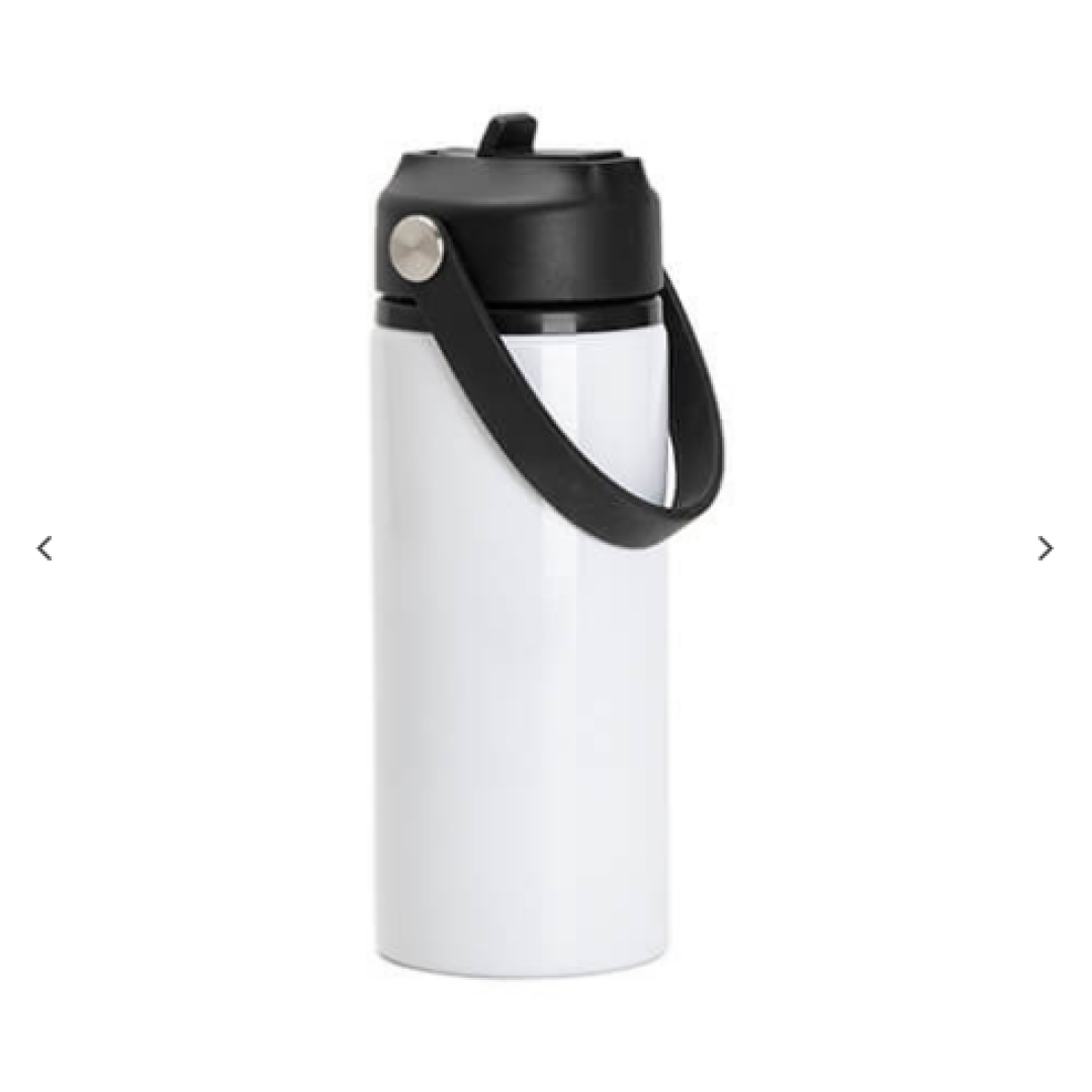 20oz/600ml Alu Water Μπουκάλι w/ Μαύρο Portable Straw Lid (Λευκό)