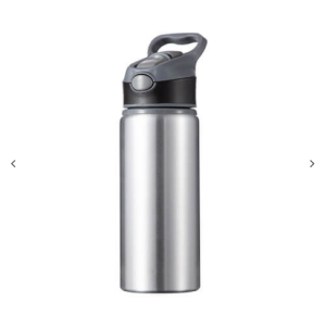 Αλουμίνιο μπουκάλι νερού 650 ml ασημί με βιδωτό καπάκι με γκρι ένθετο για εκτύπωση εξάχνωσης