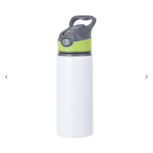 Αλουμίνιο μπουκάλι νερού 650 ml λευκό με βιδωτό καπάκι με πράσινο ένθετο για εκτύπωση εξάχνωσης
