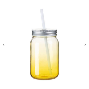Γυάλινο βάζο Mason 450 ml κούπα χωρίς λαβή για εκτύπωση εξάχνωσης – κίτρινο ντεγκραντέ