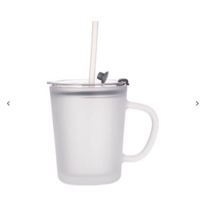 Παγωμένο γυαλί κούπα 400 ml με καπάκι και καλαμάκι για εκτύπωση εξάχνωσης
