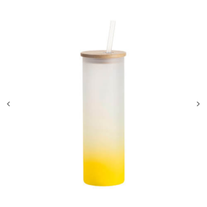 Παγωμένο κούπα με καπάκι μπαμπού και καλαμάκι για εξάχνωση – κίτρινο ντεγκραντέ 600 ml