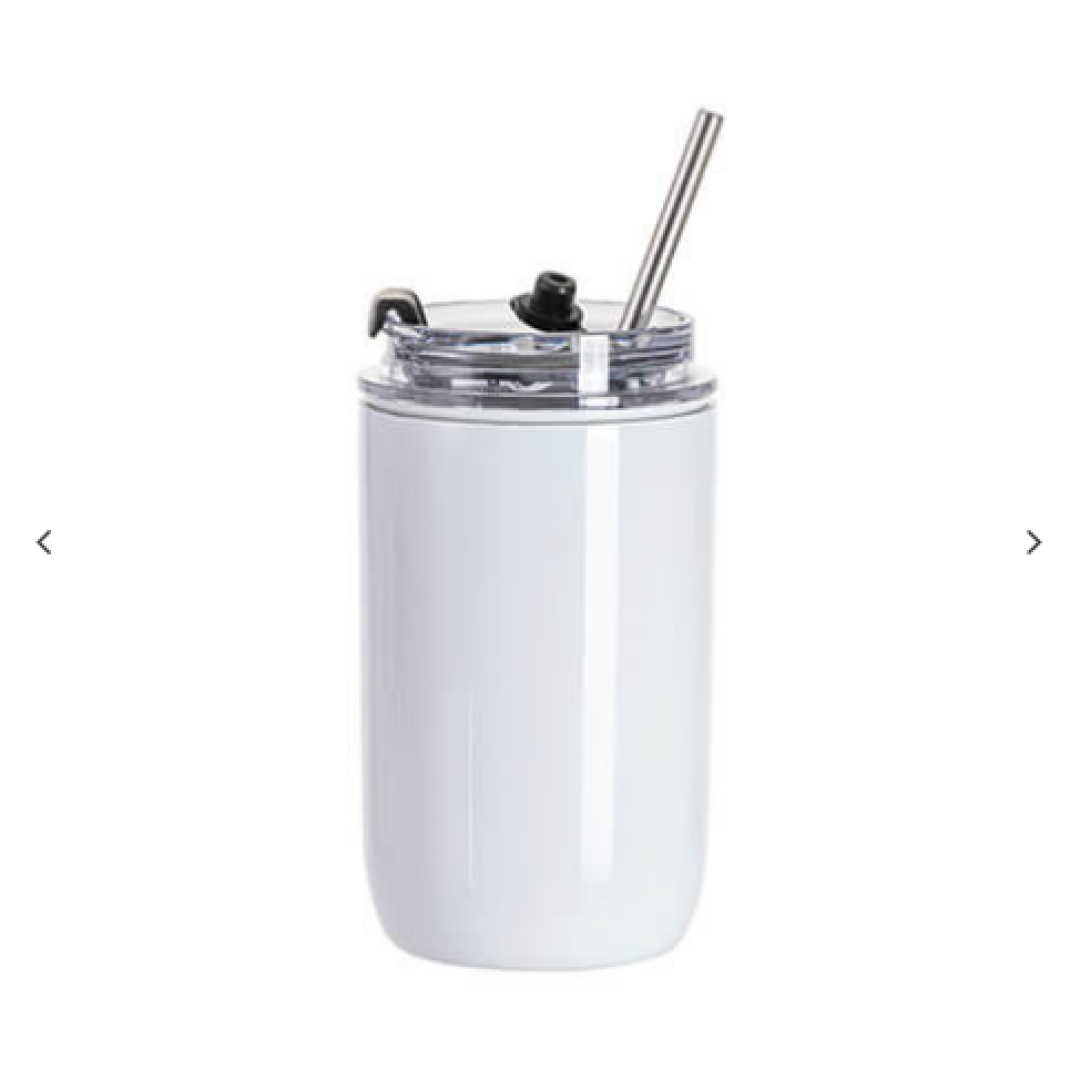 12oz/350ml Stainless Steel Ποτήρι θερμός με Flip Lid & Straw(Λευκό)