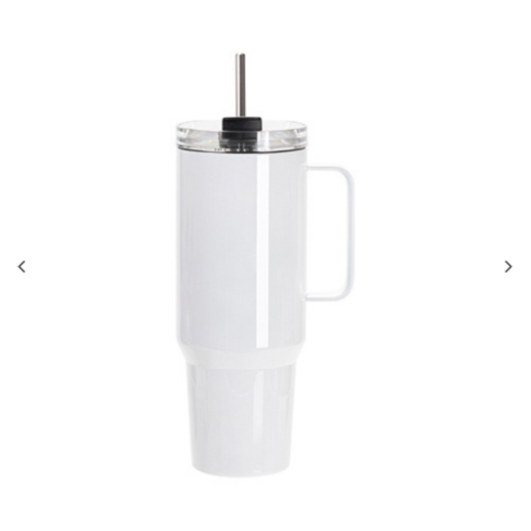 40oz/1200ml Stainless Steel Λευκό Travel Ποτήρι θερμός με Lid & Straw(Λευκό Handle)