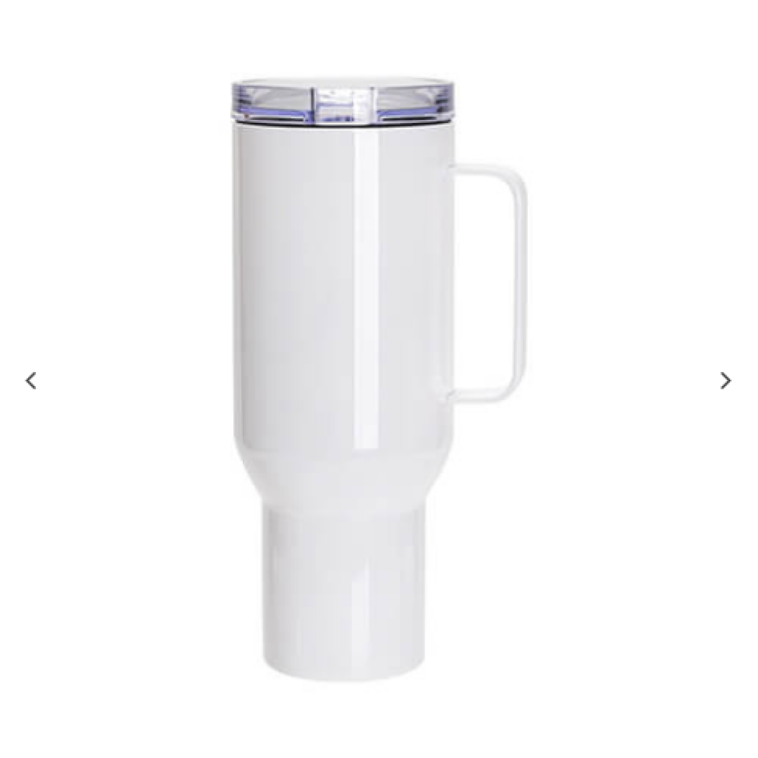 40oz/1200ml Stainless Steel Λευκό Travel Ποτήρι θερμός με Lid & Straw(Matte Λευκό Μεταλλικό Handle)
