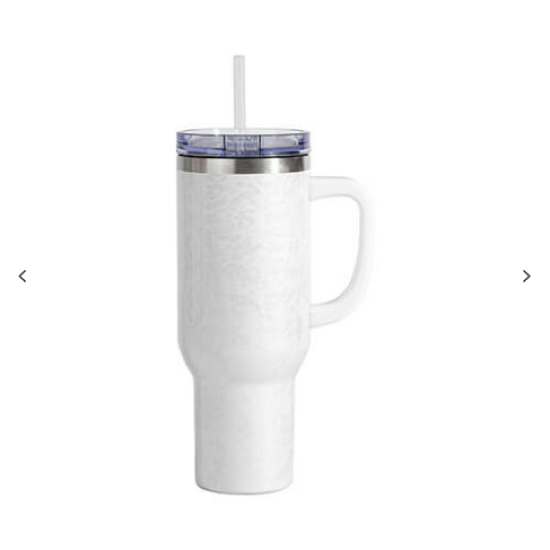 40oz/1200ml Λευκό Handle Puffy Cloud Stainless Steel Travel Ποτήρι θερμός με Lid & Straw(Λευκό)