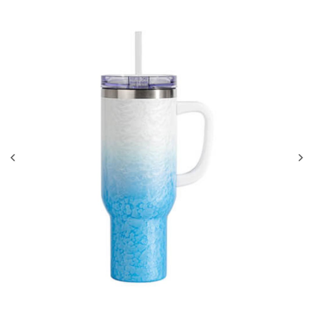 40oz/1200ml Λευκό Handle Puffy Cloud Stainless Steel Travel Ποτήρι θερμός με Lid & Straw(Gradient Λευκό