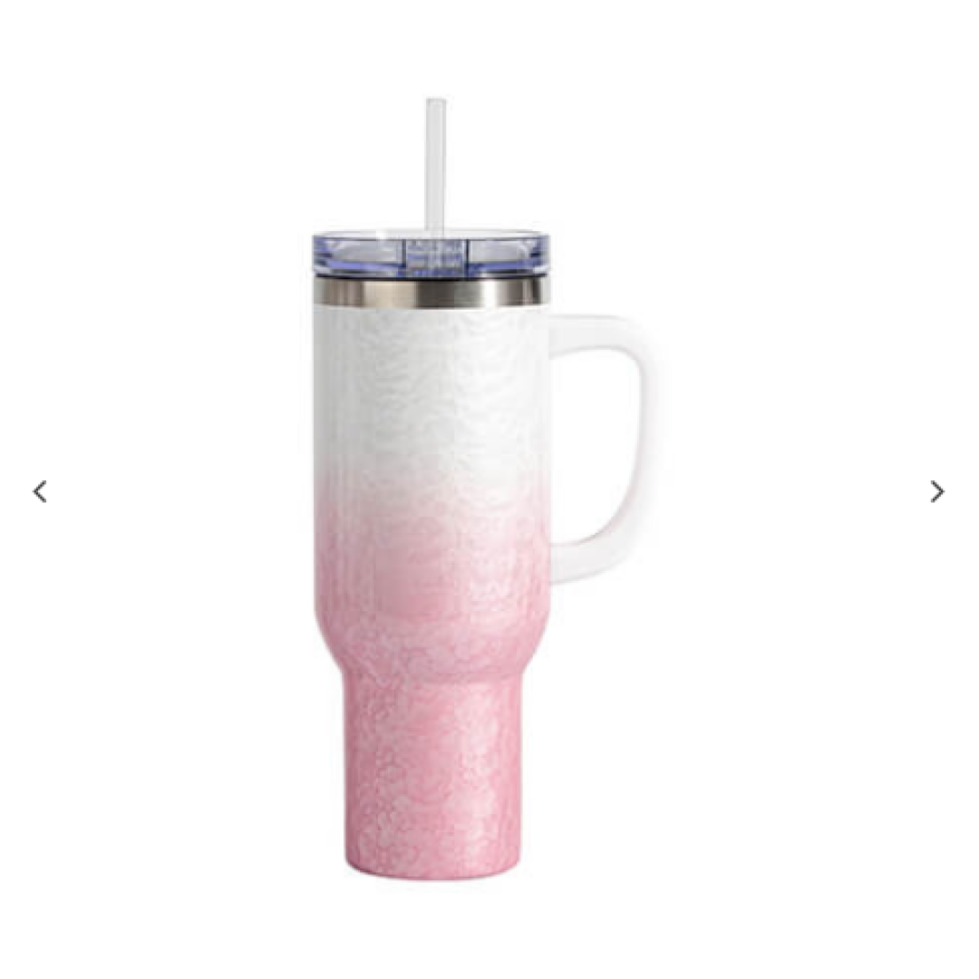 40oz/1200ml Λευκό Handle Puffy Cloud Stainless Steel Travel Ποτήρι θερμός με Lid & Straw(Gradient Λευκό
