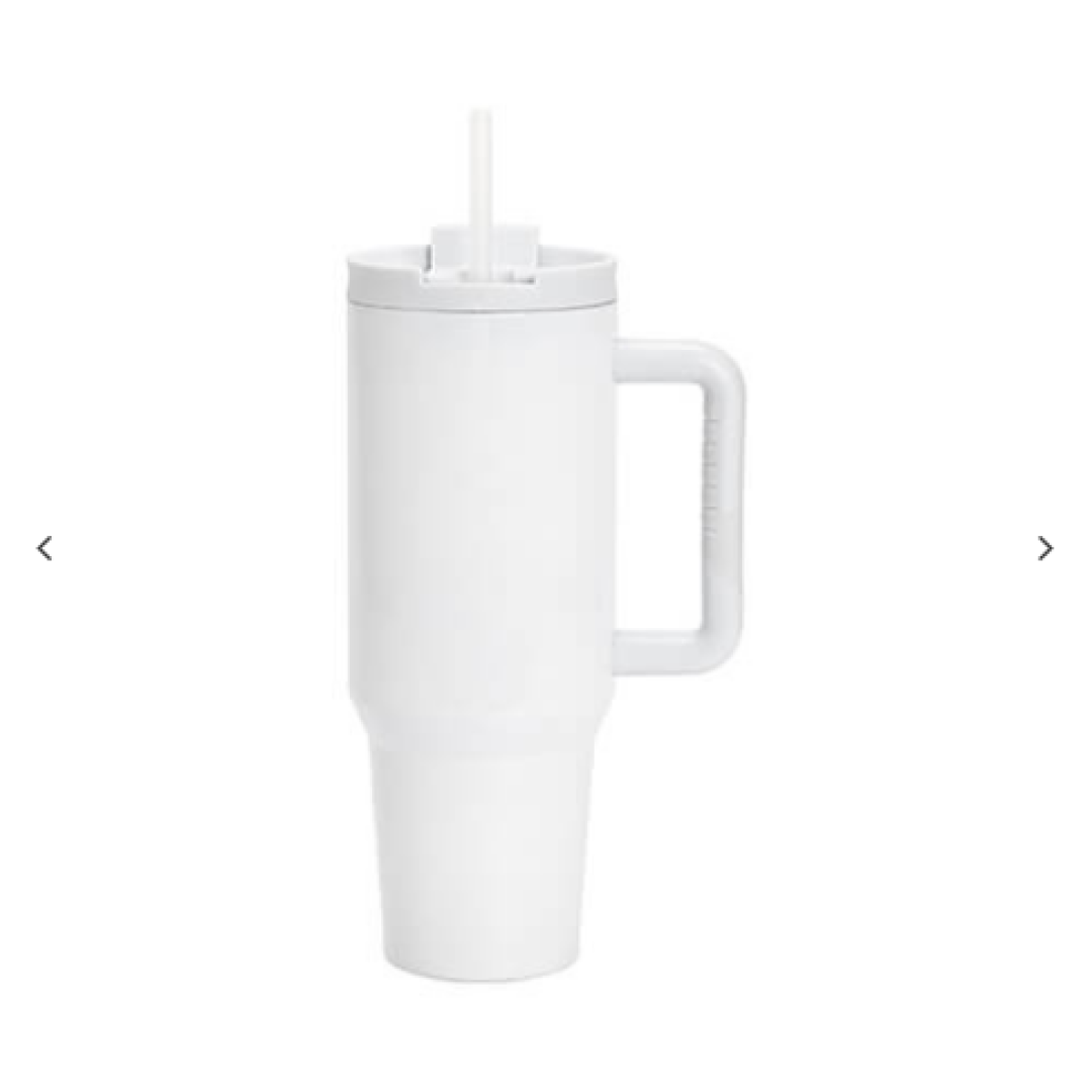 40oz/1200ml Stainless Steel Λευκό Travel Ποτήρι θερμός με Flip Lid & Straw(Gray Λευκό Handle)