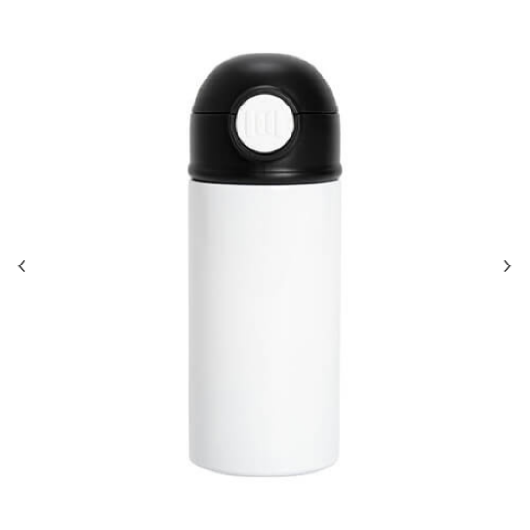 12oz/360ml Kids Stainless Steel Μπουκάλι With Πλαστικό Straw & Μαύρο Cap(Λευκό)