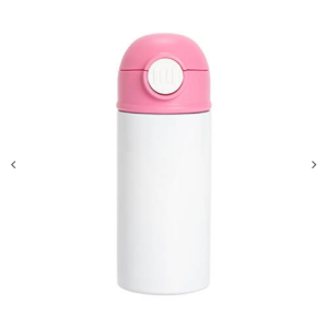 12oz/360ml Kids Stainless Steel Μπουκάλι With Πλαστικό Straw & Pink Cap(Λευκό)