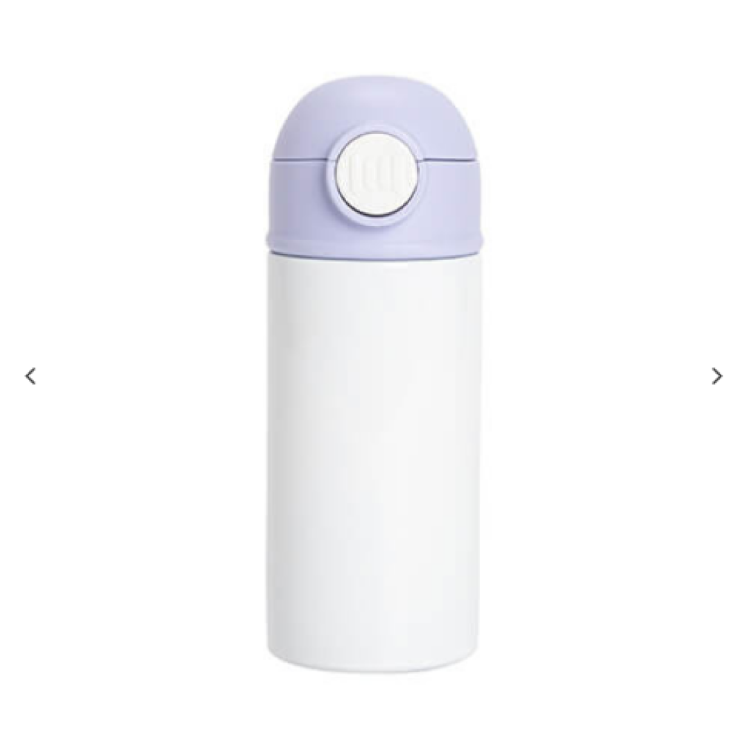 12oz/360ml Kids Stainless Steel Μπουκάλι With Πλαστικό Straw & Purple Cap(Λευκό)