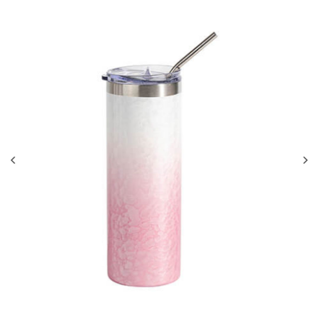 20oz/600ml Puffy Cloud Stainless Steel Skinny Ποτήρι θερμός w/ Straw (Gradient Λευκό & Pink)