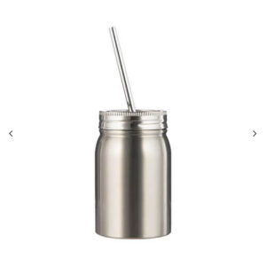 Βάζο Mason 500 ml κούπα με καλαμάκι εξάχνωσης – ασημί