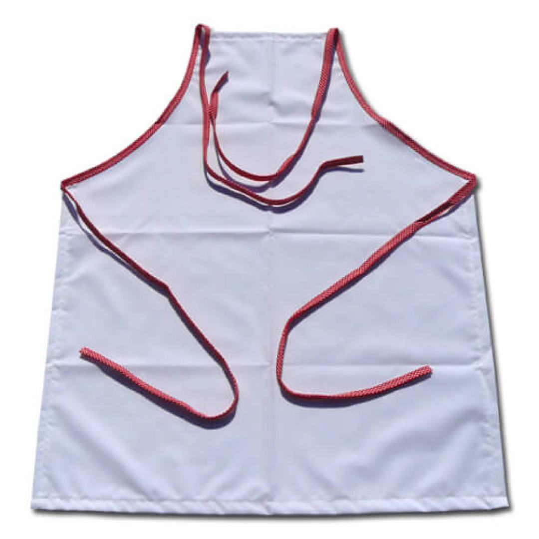Photo kitchen apron Premium με λευκό spotted κόκκινο trimming