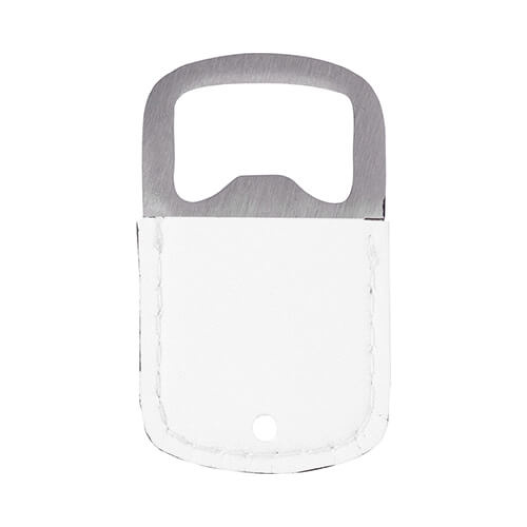 Μπουκάλι opener 3.2 x 5.2 cm in steel και leather για sublimation – Λευκό