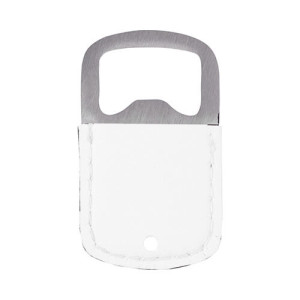 Μπουκάλι opener 3.2 x 5.2 cm in steel και leather για sublimation – Λευκό