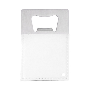 Μπουκάλι opener 5,5 x 8,5 cm in steel και leather για sublimation – Λευκό