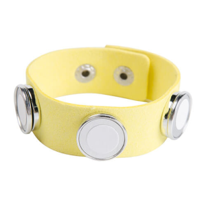 Suede bracelet με 3 circular plates – κίτρινο Sublimation