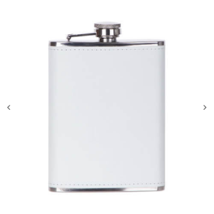 Μεταλλικό hip flask 240 ml με a λευκό leather θήκη για sublimation