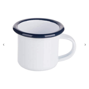 100 ml enamelled κούπα λευκό με navy μπλε edge lining για thermo-transfer εκτύπωση