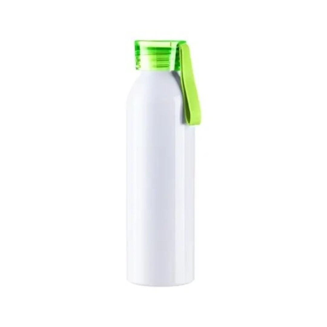 Αθλητικό μπουκάλι αλουμινίου 750ml λευκό με ανοιχτό πράσινο καπάκι και λωρίδα εξάχνωσης