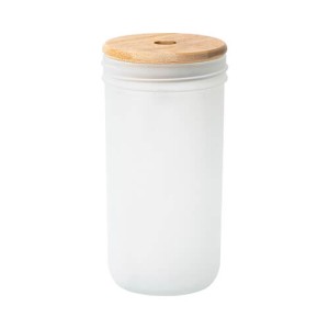 Γυάλινη κούπα Mason Jar 650ml με καπάκι μπαμπού για εξάχνωση
