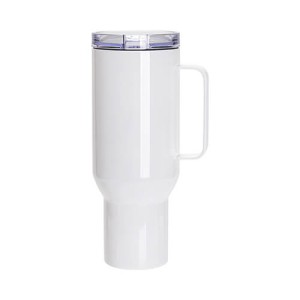 Ανοξείδωτη κούπα ταξιδιού 1200 ml με καπάκι και καλαμάκι για εξάχνωση - λευκό