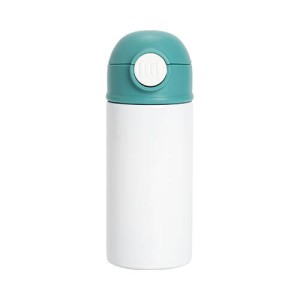 Bidon - Μπουκάλι 360 ml για παιδιά για εξάχνωση - λευκό με πράσινο καπάκι