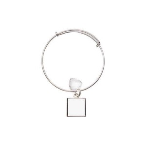 ΜΕΤΑΛΛΙΚΟ ΒΡΑΧΙΟΛΙ ΤΕΤΡΑΓΩΝΟ ΜΕ ΚΡΥΣΤΑΛΛΙΝΗ ΚΑΡΔΙΑ 6,5CM