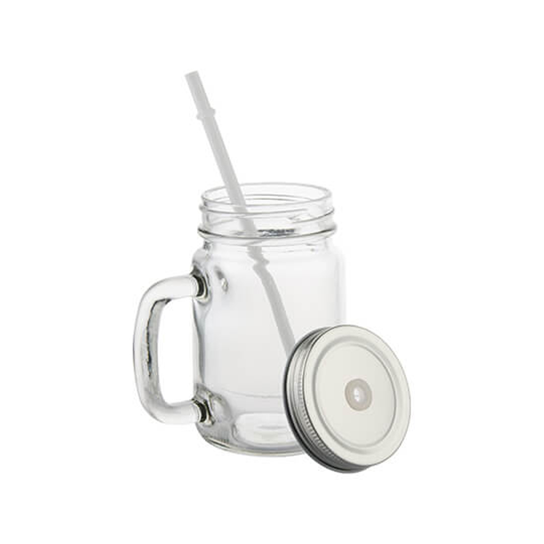 ΠΟΤΗΡΙ ΓΥΑΛΛΙΝΟ 300ML MASON JAR ΜΕ ΚΑΛΑΜΑΚΙ