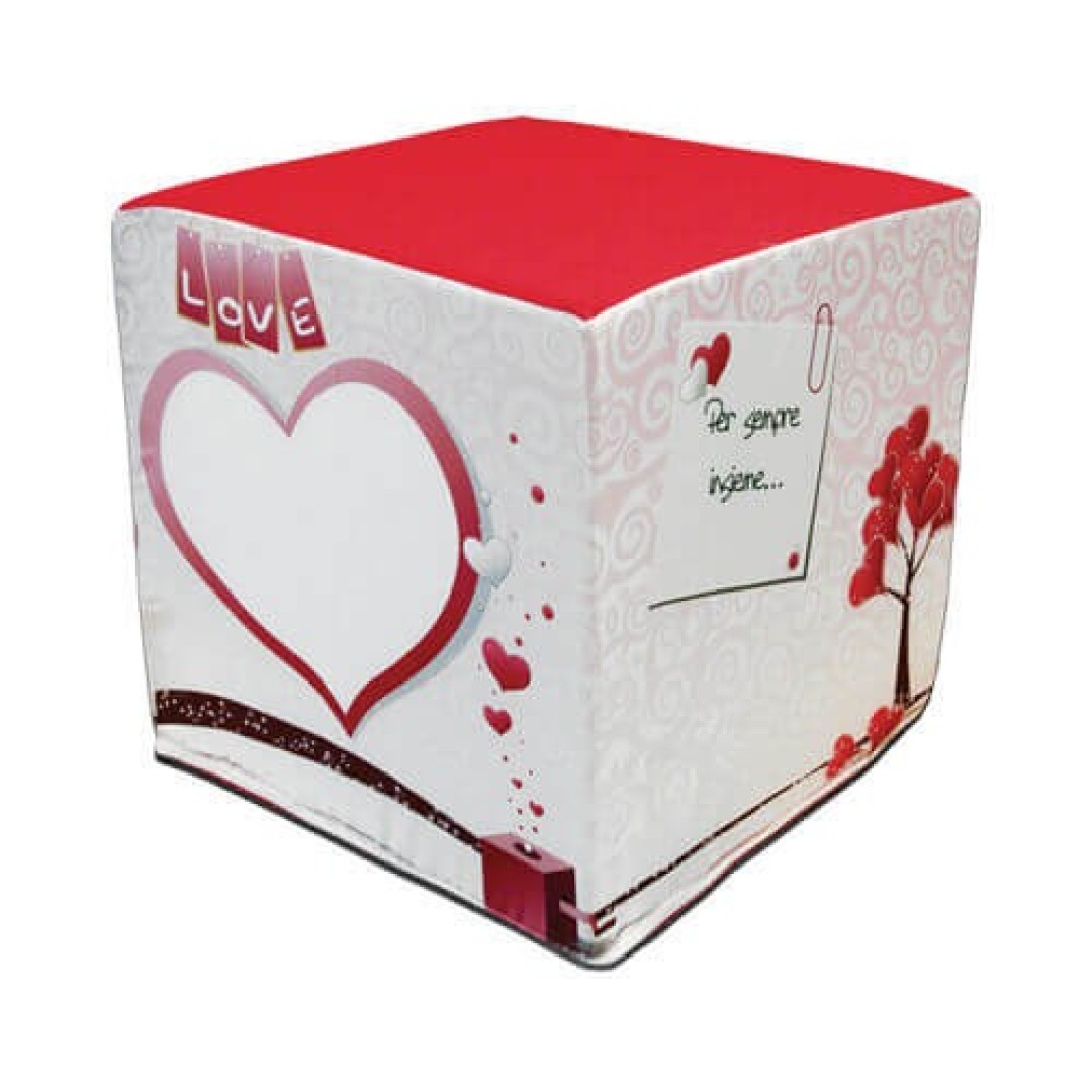 ΔΙΧΡΩΜΟ ΣΑΤΕΝ ΠΟΥΦ 40Χ40Χ40CM ΤΕΤΡΑΓΩΝΟ LOVE
